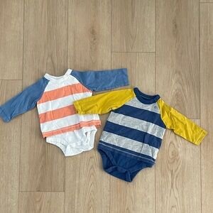 GAP baby Bodysuits in Blue, Yellow, and Orange Stripes